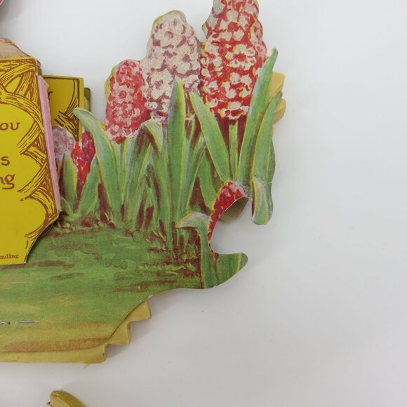 Vintage Easter Bunny Rabbit Basket Eggs Honeycomb Paper Table Decor Made in USA - Picture 15 of 16